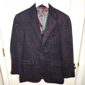 Mens Ibiza Blazer Sport Coat Cotton Wool Viscose Maroon Black Size 40R